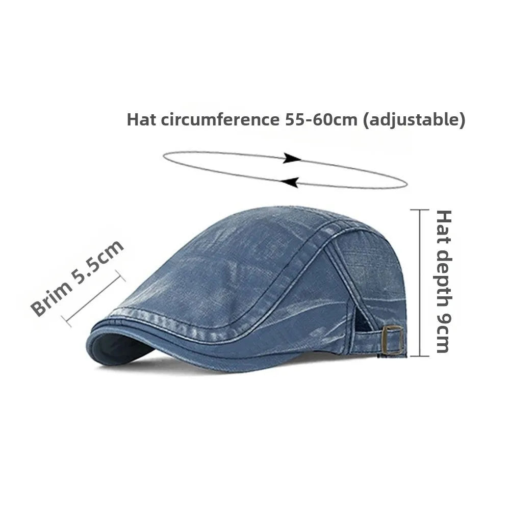 Driving Golf Retro Denim Beret Hat washed cotton Baker Peaked Newsboy Hat Adjustable Painter Hat Women Oasis Select