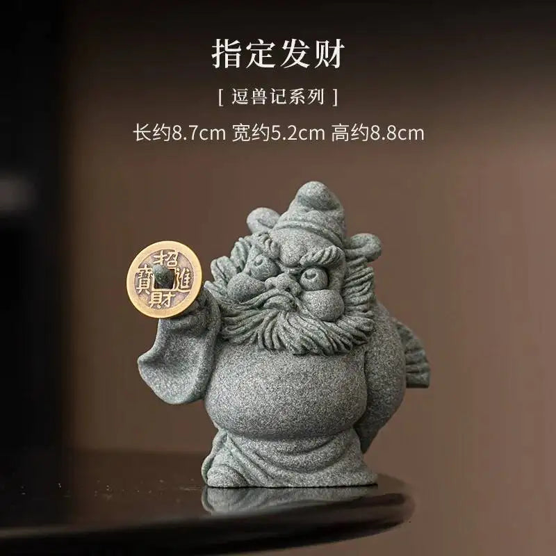 Green Sand Stone Tianshi Zhongkui Tea Pet Ornament Home Indoor Incense Holder Office Desktop Decoration Accessories Oasis Select Designated Facai