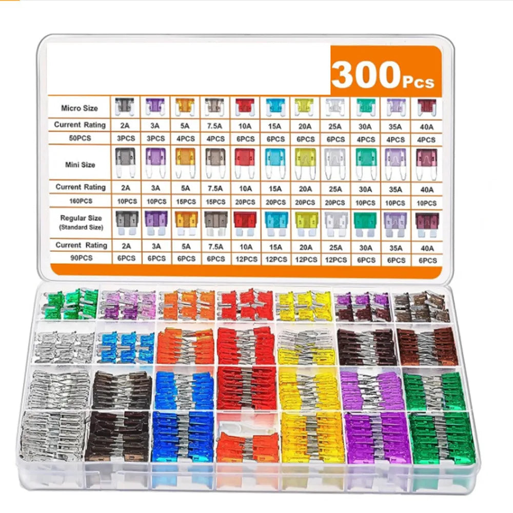 300-Piece Car Fuse Kit – Mini Blade, Standard & Mini Fuses Automotive Fuse Kit Oasis Select Default Title