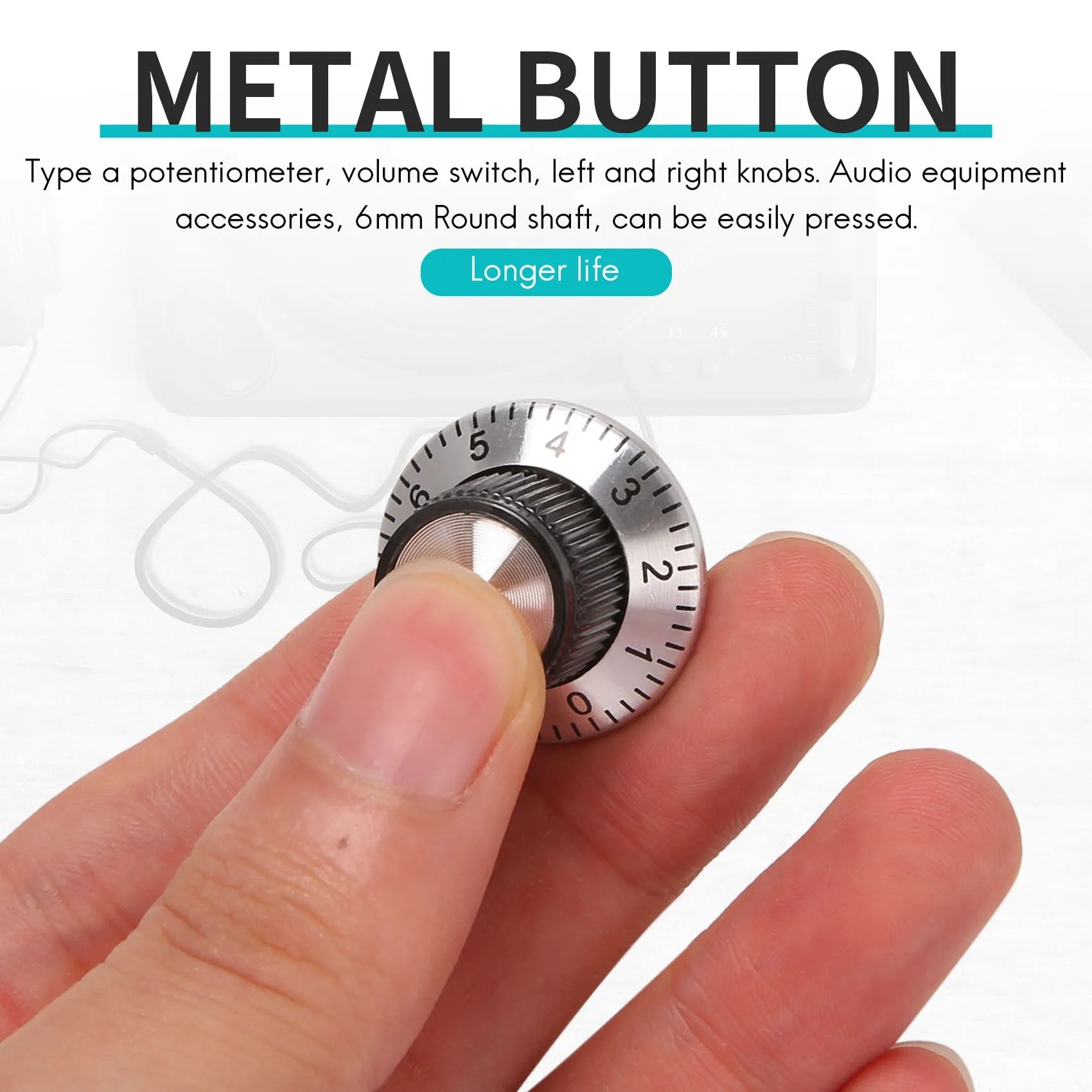 4 x potentiometer Pot metal knob with 0-9 turntable for 6mm shaft knob Oasis Select