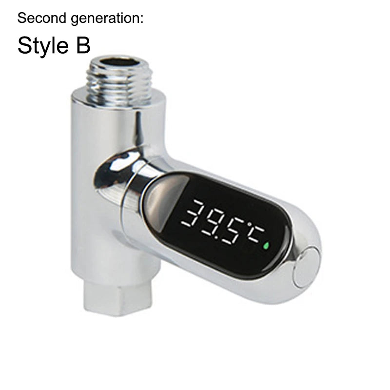 LED Display Household Water Shower Thermometer 5-85℃ Flow Self-powered Water Thermometer Monitoring Baby Care Energy Smart Meter Oasis Select B