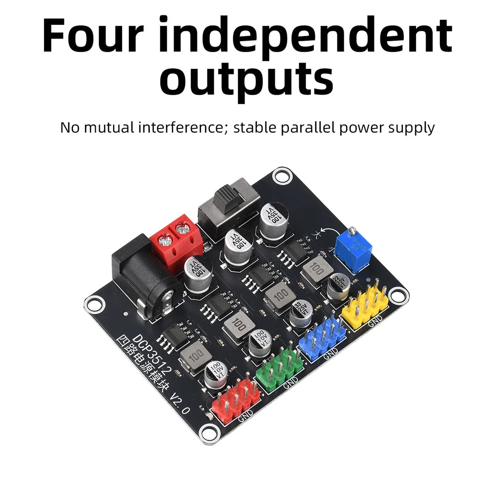 DC-DC Conversion Module DC6V-30V to DC0.9V-29.6V Adjustable Output DCP3512 Four-Way Power Module Power Switch Oasis Select