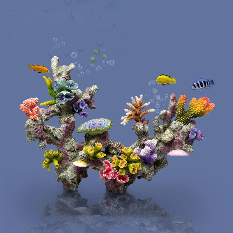 Betta Fishbowl Ornaments Large Coral Reef Stone Island Pet Artificial Aquarium Terrarium Resin Hideout Aquario Plant Accesories Oasis Select