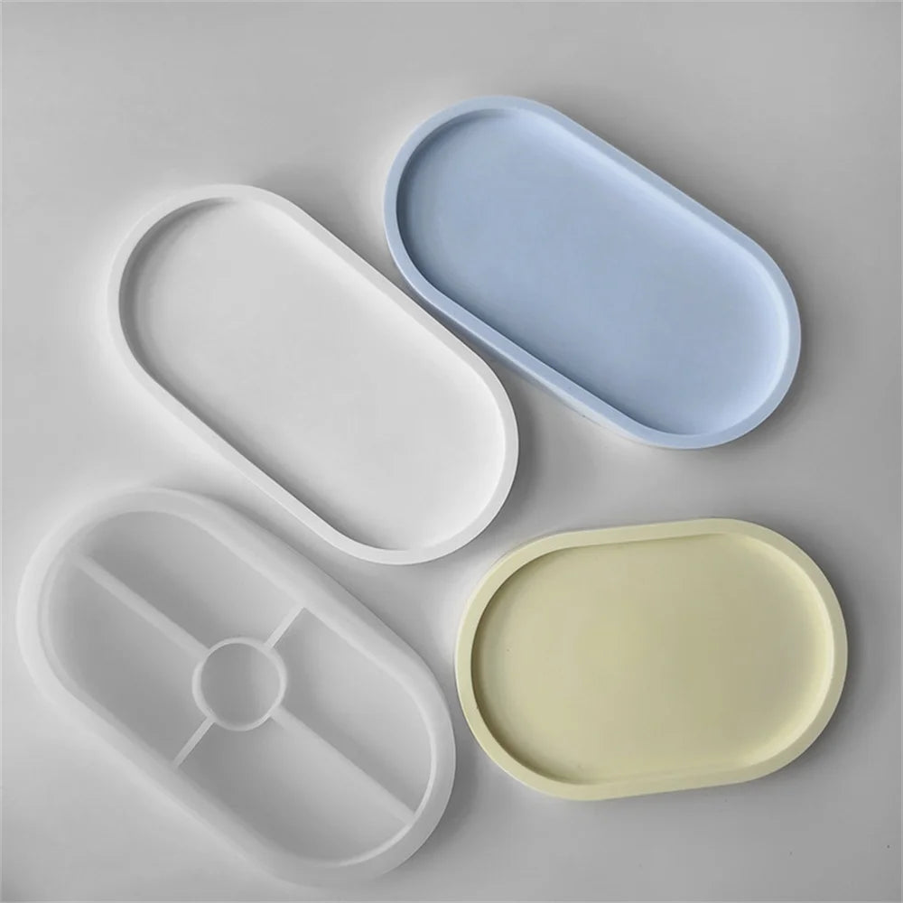 DIY Oval Tray Mold Storage Box Silicone Mold Oval Coaster Crystal Mold Ashtray Cement Flower Pot Mold Resin Casting Plaster Mold Oasis Select