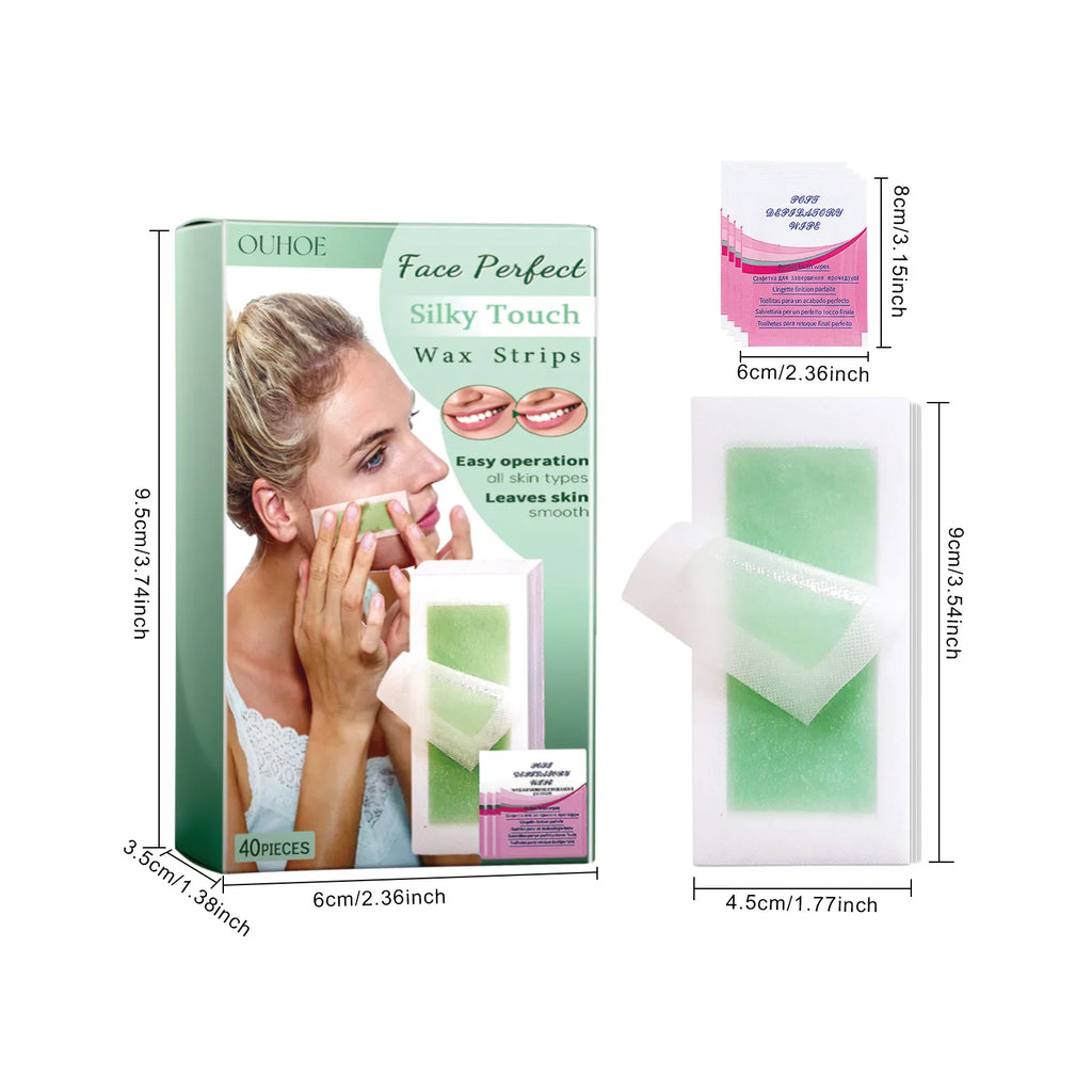 40-Pack Cold Wax Strips for Face, Legs & Body Hair Removal Depilatory Wax Strips Oasis Select