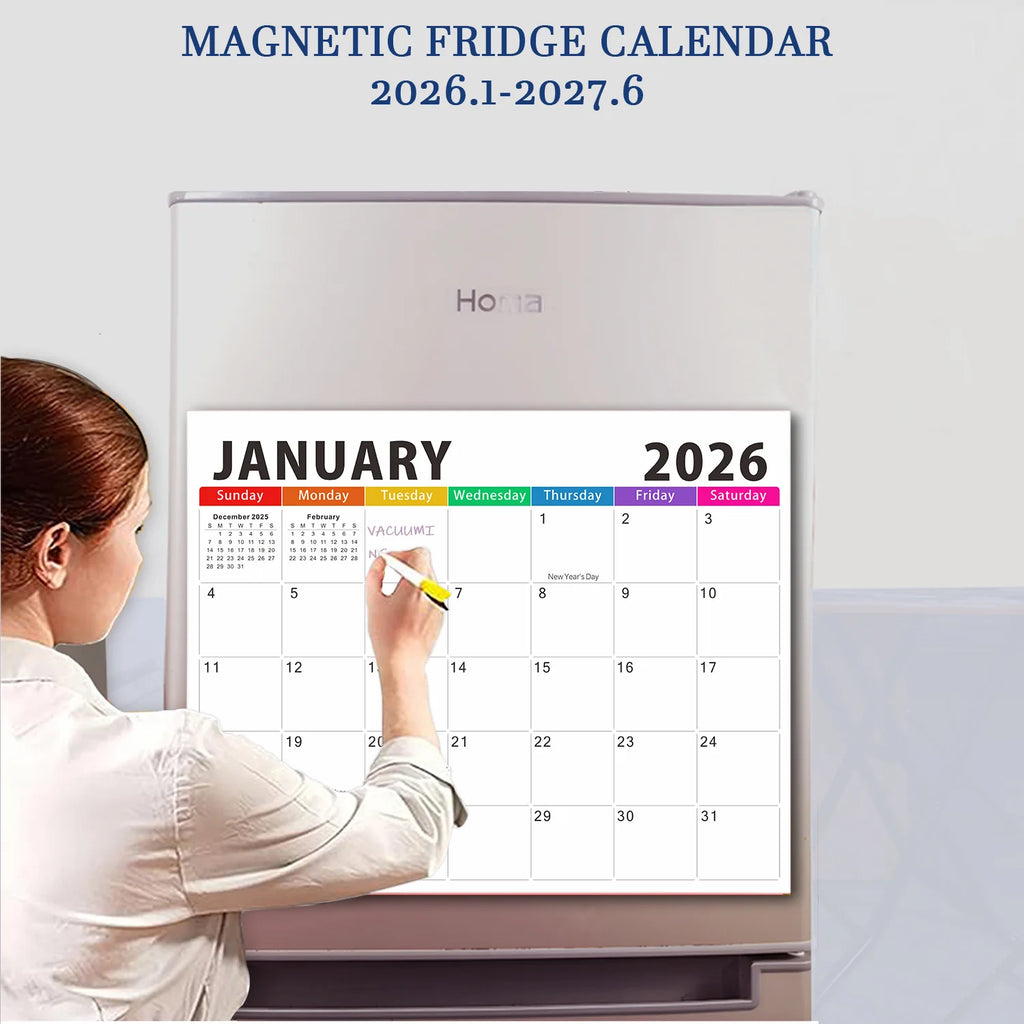 18-month magnetic calendar, January 2026 to June 2027 refrigerator calendar, tear-off 8" x 10" calendar Oasis Select