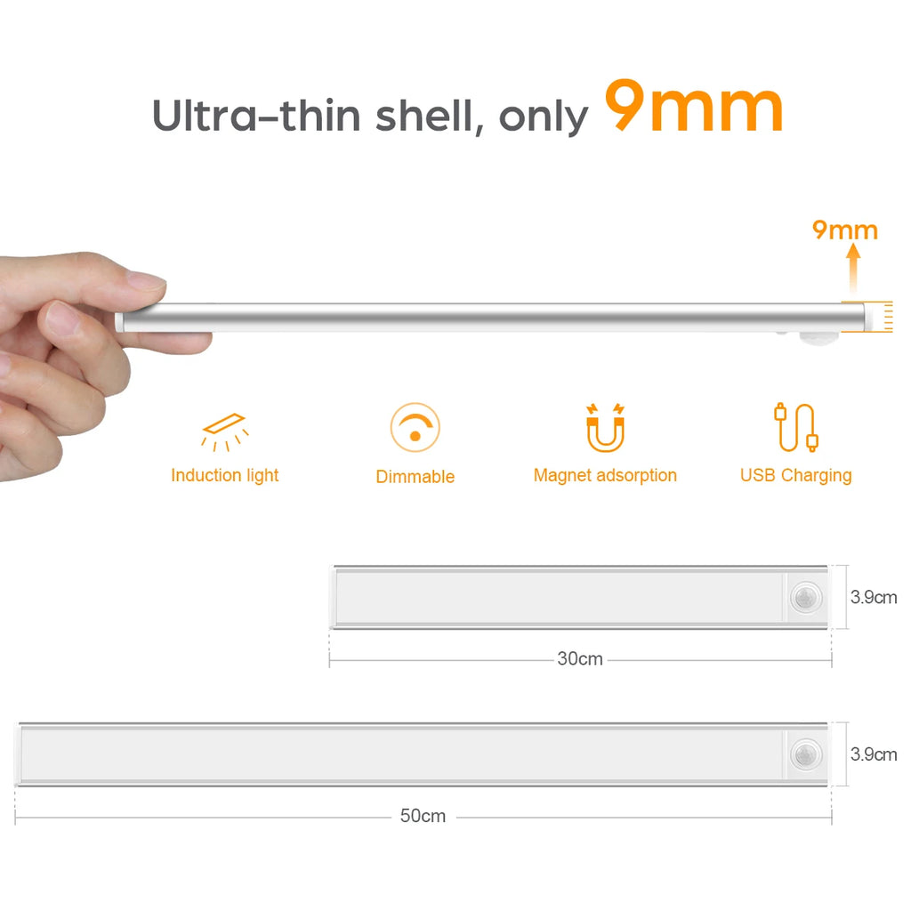 Wireless Night Light Motion Sensor Lights 5V USB LED Tube Bar Cabinet Light for Kitchen Bedroom Bathroom Staircase Hallway Oasis Select