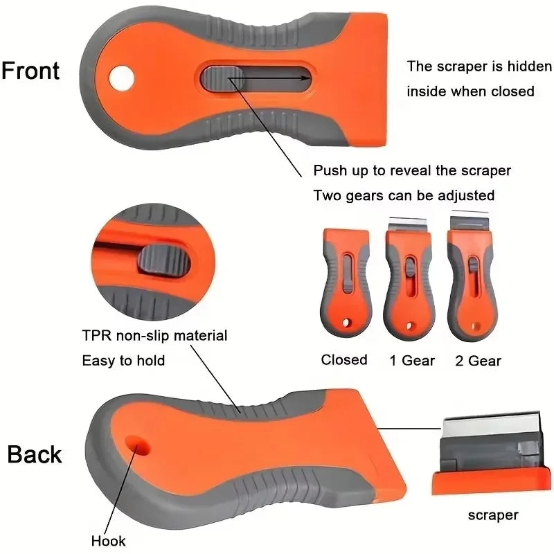 1 Set Glue removal blade With 10 Blades, Telescopic Adjustment Knife, Cleaning Scraper Tool For Removing Labels,Stickers,Paint Oasis Select
