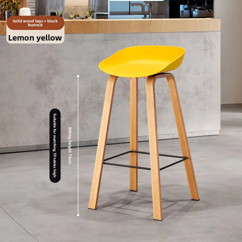 Nordic Bar Chair Modern Simple Bar Chair Wrought Iron Fashion Creative Restaurant High Stool Household Stool Front Desk Chair Oasis Select Yellow 75 2 pieces 1