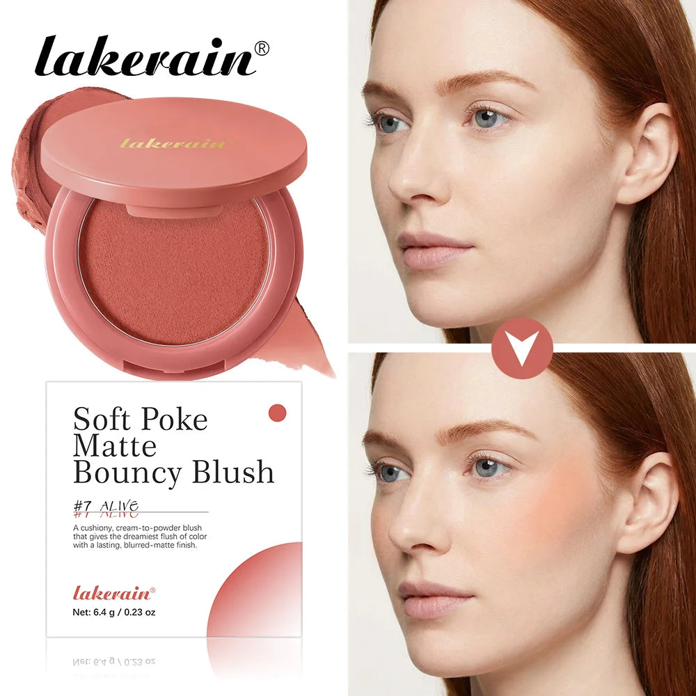 Lakerain Soft Poke Matte Blush Fresh Silky-smooth Skin Finish Long Lasting Luminosity Moisturizing Natural Matte Bouncy Blusher Oasis Select
