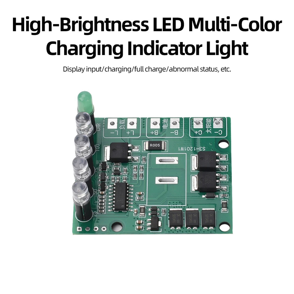 Solar Charge Module 12V 12A Max Intelligent Charging for 12.6V Lithium 14.4V LiFePO4 Battery Multi-Protection LED Indicator Oasis Select