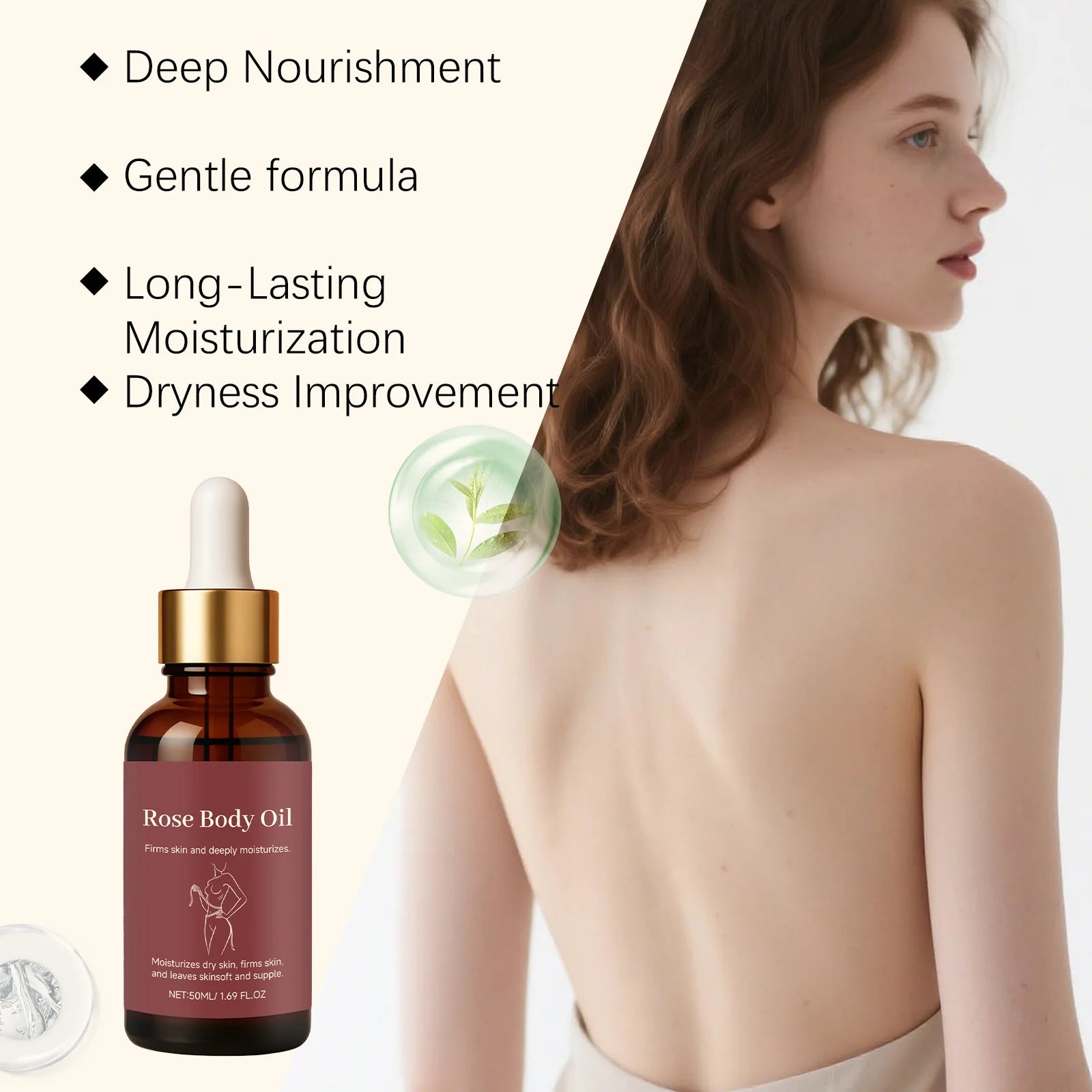 Rose Body Essential Oil Smoothing Skins Improving Skin State Deeply Nourishing Lasting Moisturizing Flower Fragrance Body Serum Oasis Select