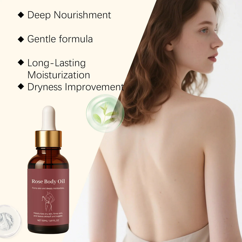 Rose Body Essential Oil Serum – Deep Moisturizing 50ml Body Oil Serum Oasis Select