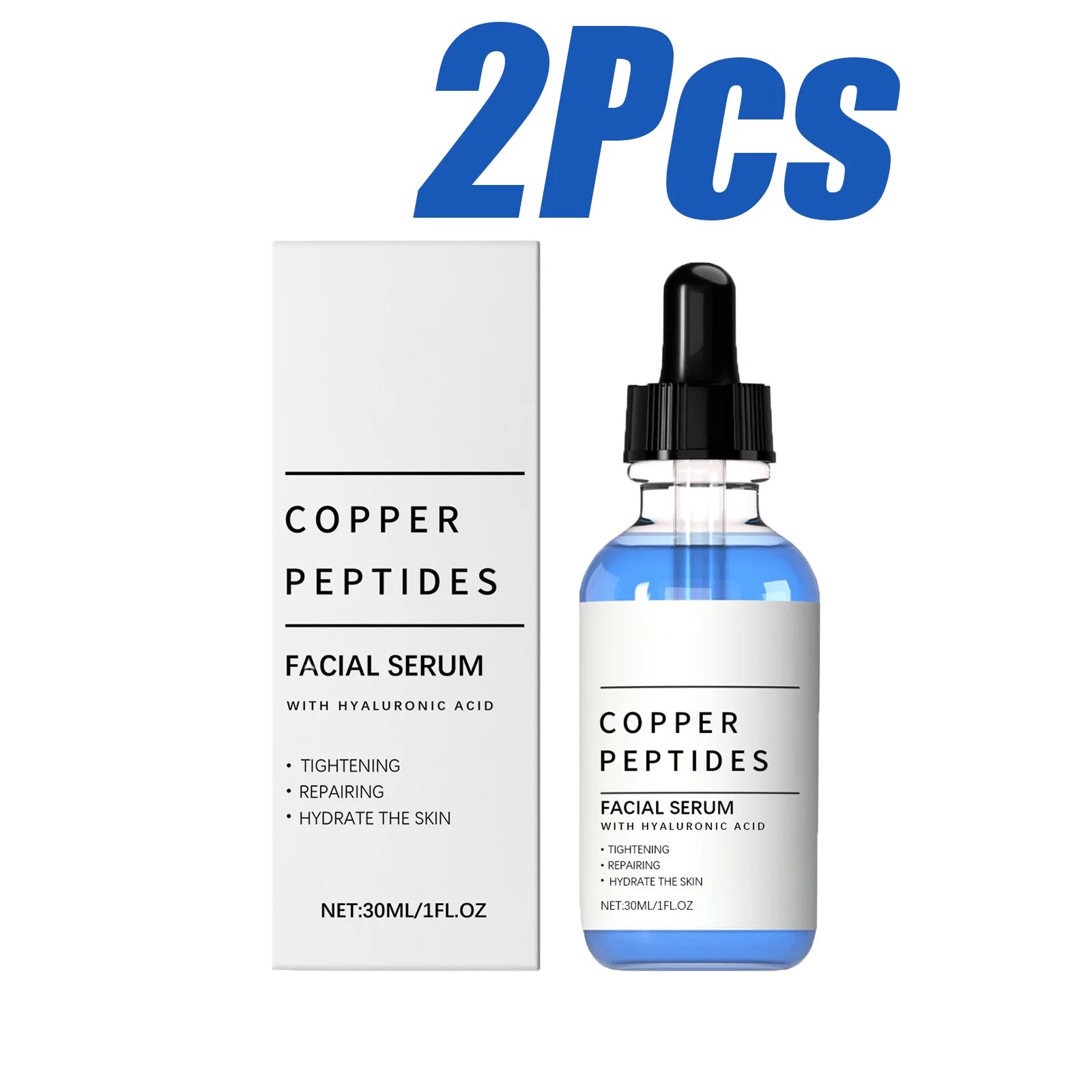 Copper Peptide Serum Lifting Firming Skin Anti Wrinkle Nourishing Smooth Improve Texture Hydration Hyaluronic Acid Face Serum Oasis Select 2Pcs