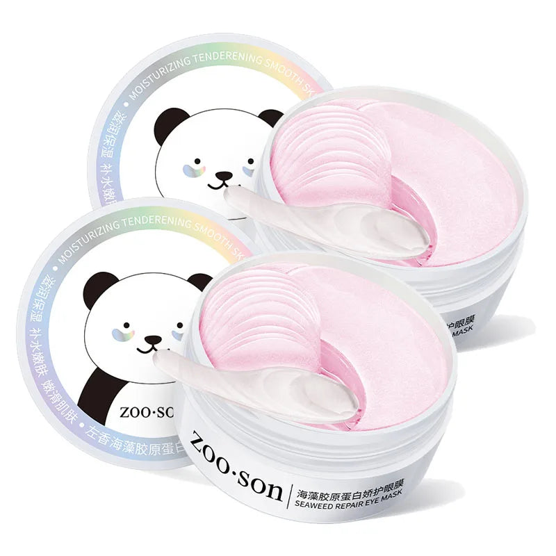 BIOAQUA 60pc Gold Collagen Eye Masks – Dark Circles & Firming Collagen Eye Mask Oasis Select Panda Seaweed 2pcs