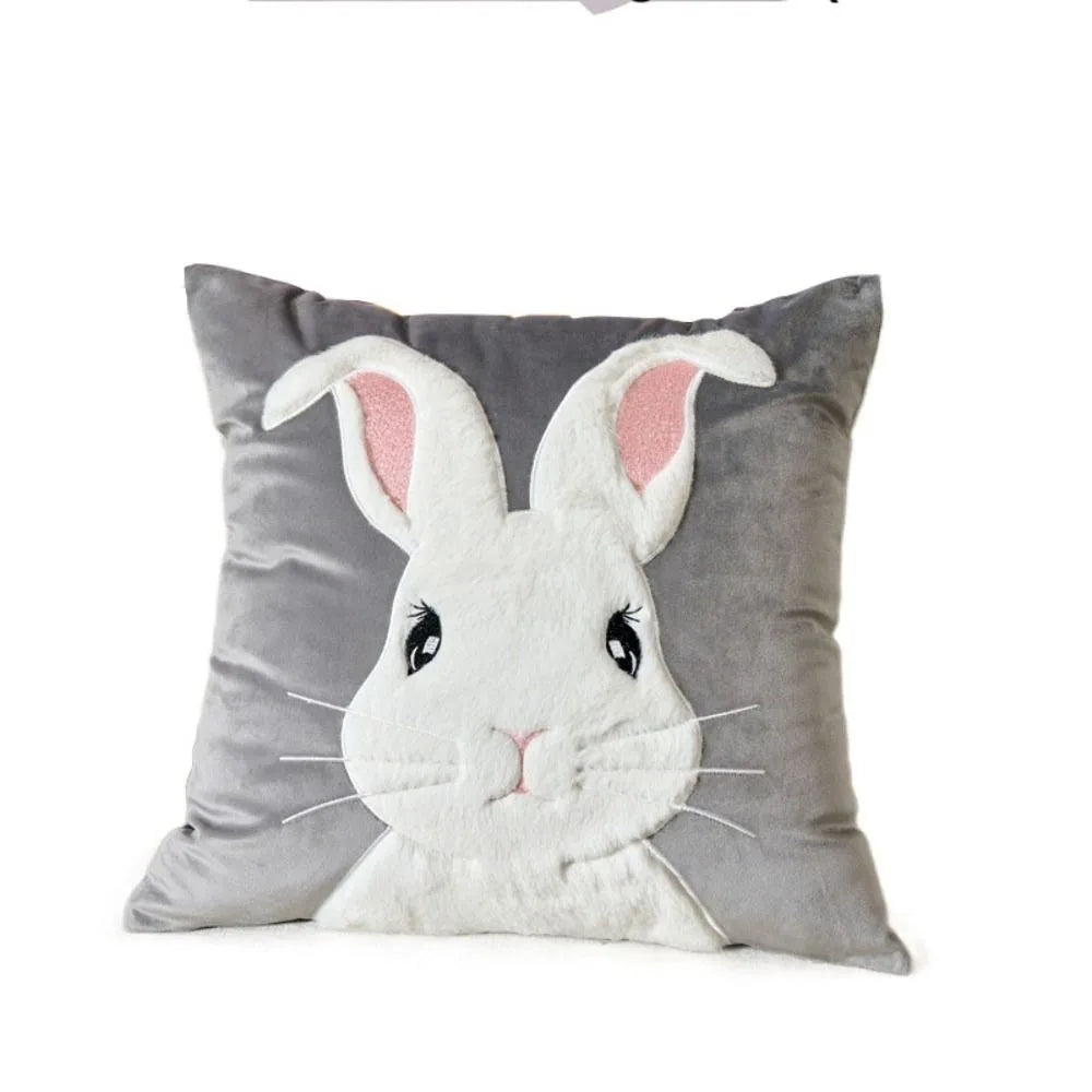 Rabbit Pattern Cushion Cover 45x45cm – Soft Cotton Pillowcase