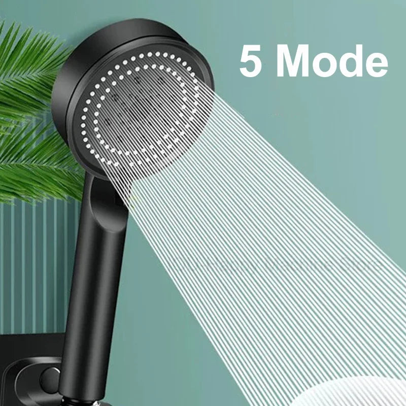 5 Mode Pressure Boost Shower Head Multifunction Adjustable Large Water Yield Shower Nozzle Massage Shower Bathroom Accessory Oasis Select