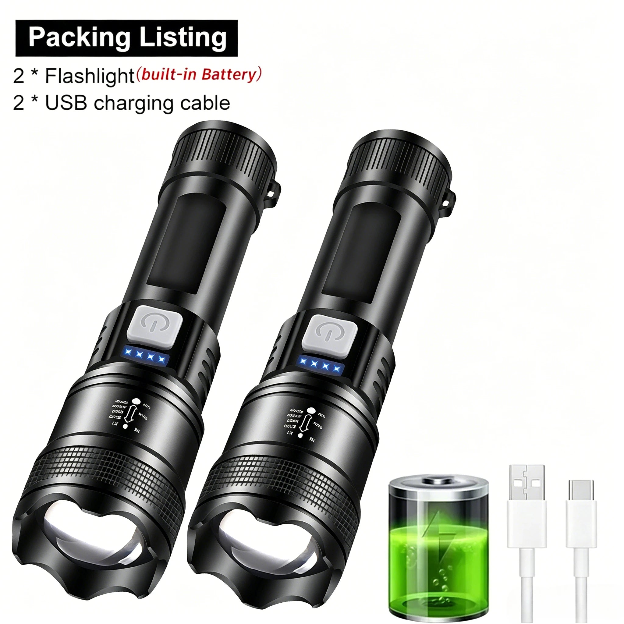 ZHIYU 1600 Lumen LED Zoomable Rechargeable Tactical Flashlight
