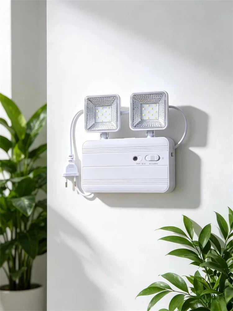 360° Dual-Head LED Emergency Light | Auto-On, Rechargeable