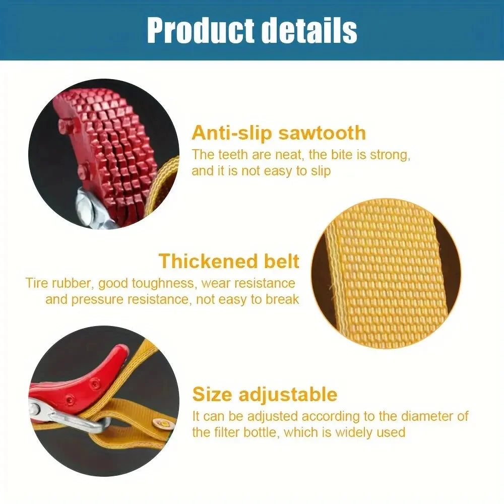 8IN Belt Wrench Oil Filter Puller Strap Spanner Chain Wrench Strap Opener Adjustable Strap Opener Cartridge Disassembly Tool Oasis Select