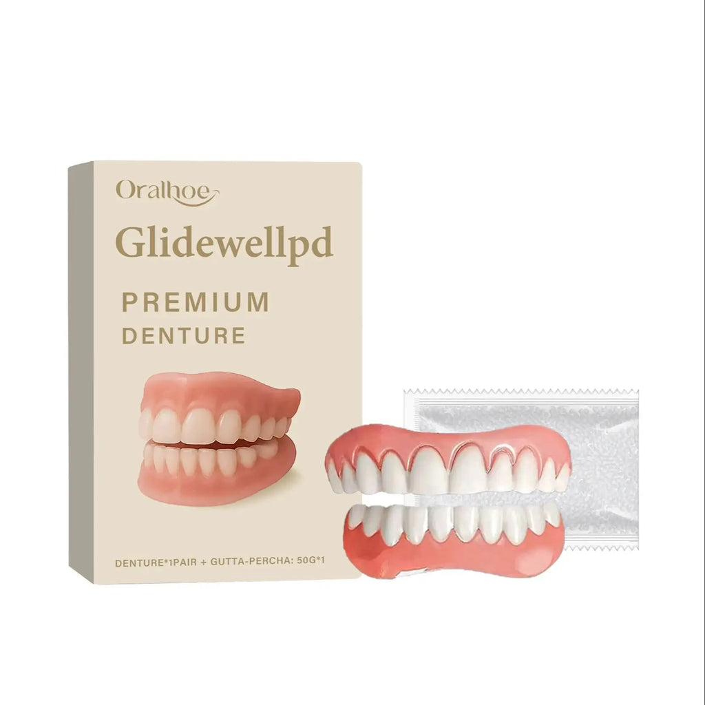 Oralhoe Soft Silicone Temporary Dentures Full Set – Upper & Lower Temporary Denture Set Oasis Select 1set boxed