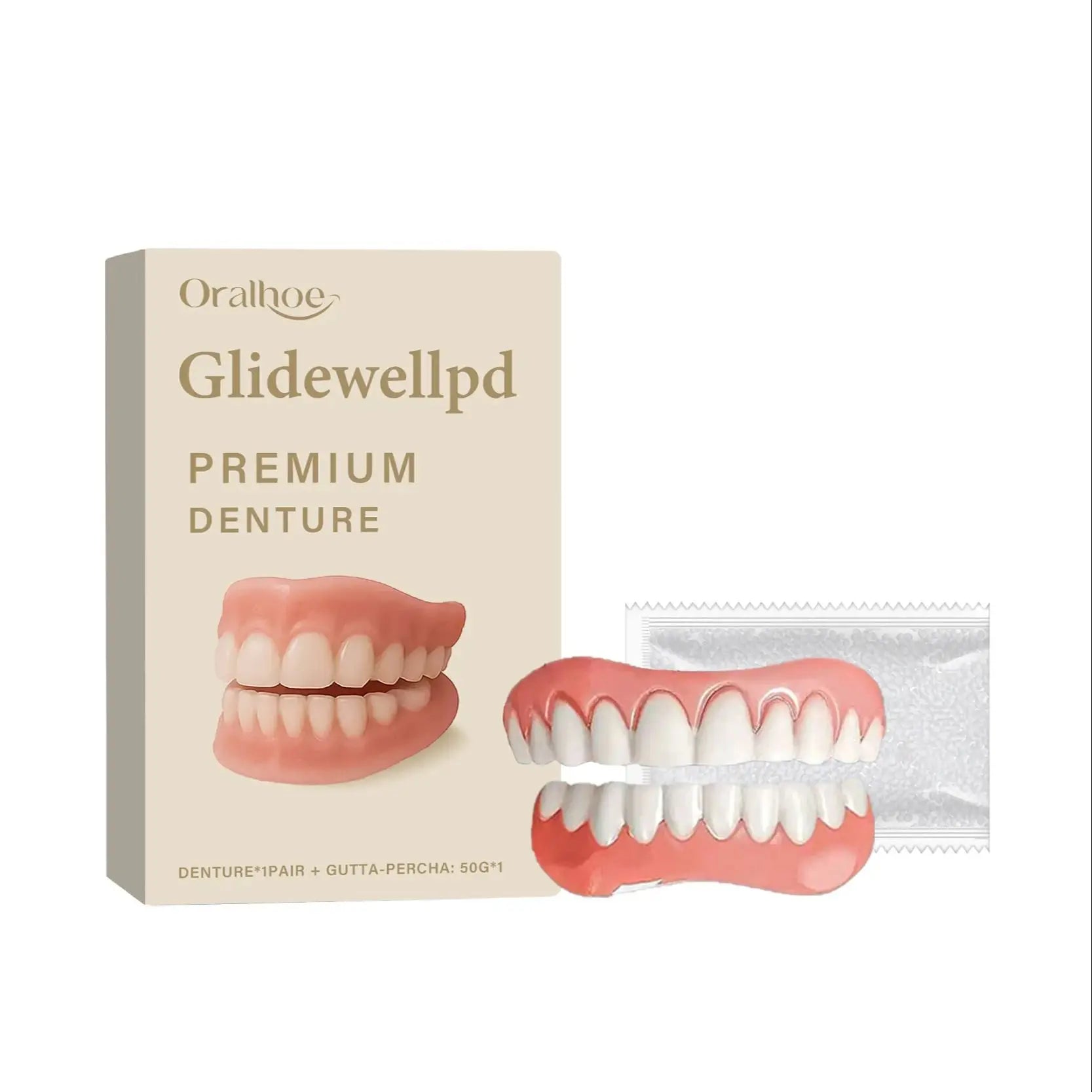Oralhoe Soft Silicone Temporary Dentures Full Set – Upper & Lower Temporary Denture Set Oasis Select 1set boxed