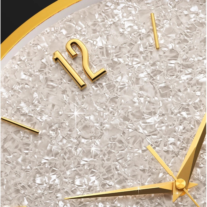 Gold Frame Shiny Dial Wall Clock Modern and Simple Home Decoration Fashionable Living Room Home Clock Decor Oasis Select