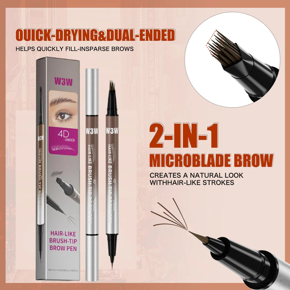Hair Like 4D Micro Sculpting Eyebrow Pencil Dual Ended Multiple Prong Long Lasting Non Smudged Eyeliner Makeup Oasis Select