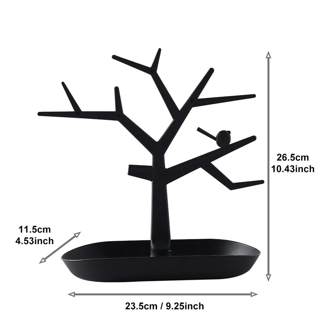 Creative Tree Shaped Jewelry Display Rack, Desktop Key Holder, Earrings, Rings, Watches, Multifunctional Storage Hanging Rack Oasis Select black