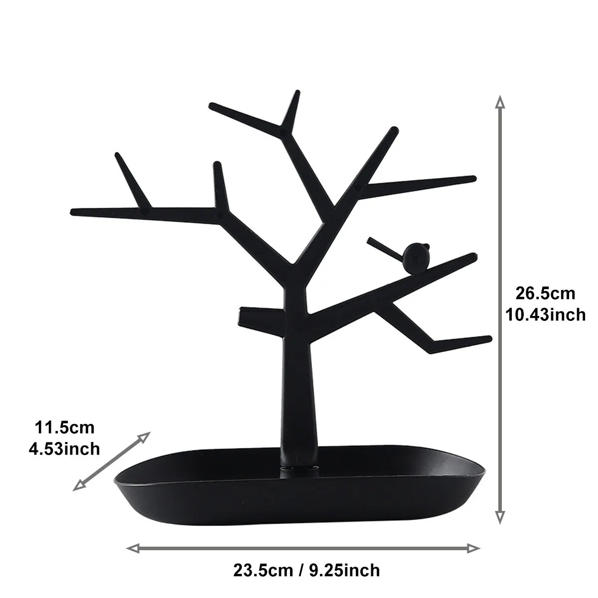 Creative Tree Shaped Jewelry Display Rack, Desktop Key Holder, Earrings, Rings, Watches, Multifunctional Storage Hanging Rack Oasis Select black