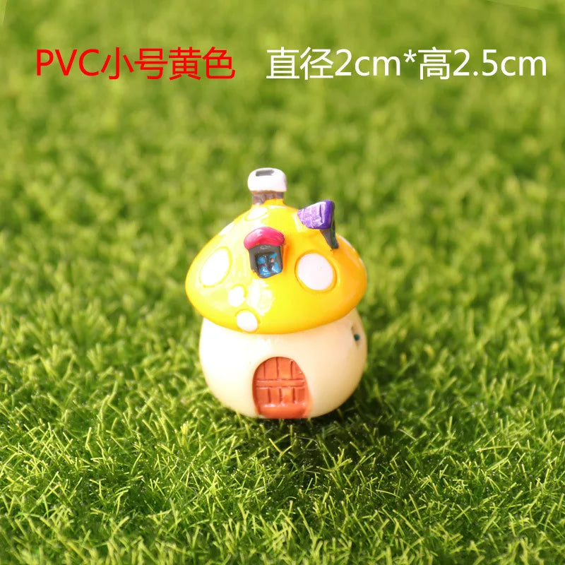 Mini Resin Moss Micro Landscape Decor Outdoor Fairy Miniature Garden Mushroom House Ornaments Handicraft Flower Pot Accessories Oasis Select S-yellow