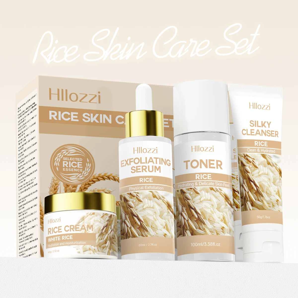 Rich in rice extract, brightens the skin, moisturizes the skin, lightweight texture suitable for all skin types Oasis Select RICE SKIN CARE SET