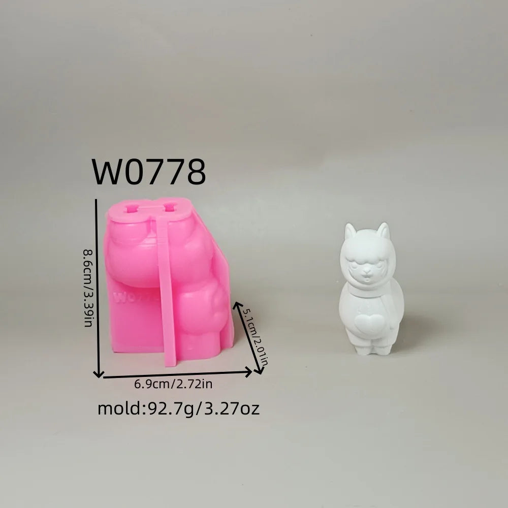 3D Horse, Duck, Alpaca, Dinosaur Animal Series Plaster Figurine Silicone Mold DIY Cement Plaster Dinosaur Animal Mold Oasis Select Alpaca