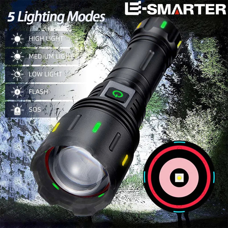 New Search Zoom Flash Light Super Bright LED Flashlight 5 Modes Zoomable Waterproof Outdoor Home Camping Hiking Tactical Torches Oasis Select