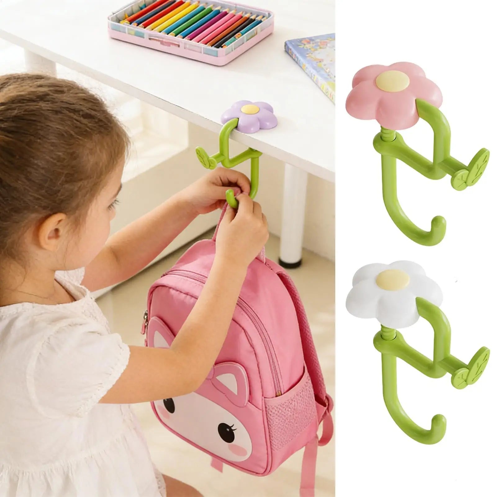 1PC Table Hook Side Hanging Bag Desk Side Backpack Hook Portable Desk Side Hanging Bag Artifact No Drilling Detachable Hooks Oasis Select