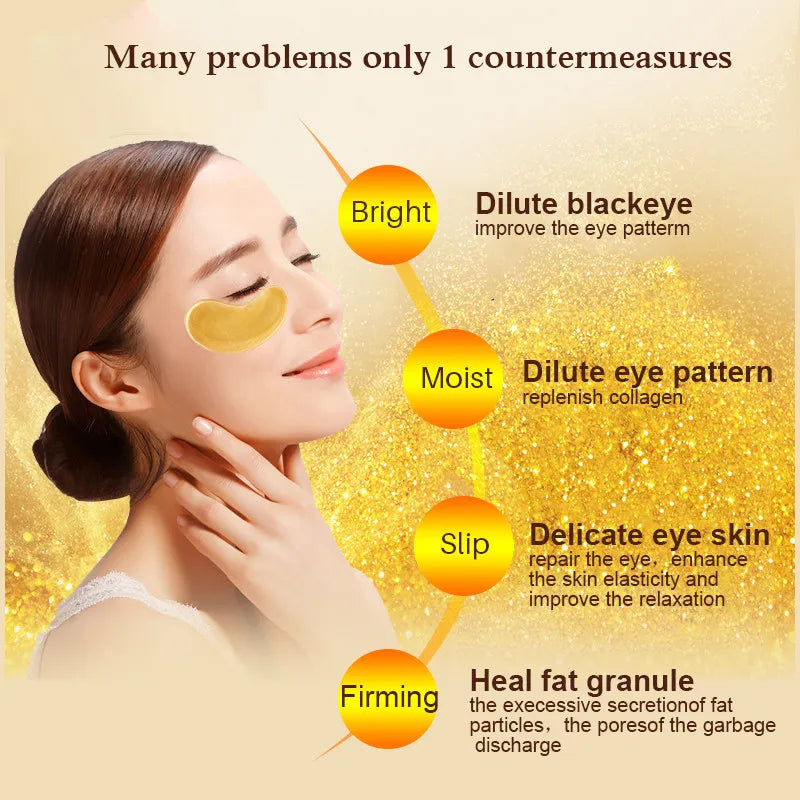 BIOAOUA Crystal Gold Collagen Eye Patches – Dark Circles Collagen Eye Mask Oasis Select