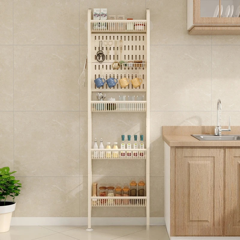 Kitchen door rear rack against the wall hole board hanger refrigerator side storage free punching bathroom crack rack Oasis Select
