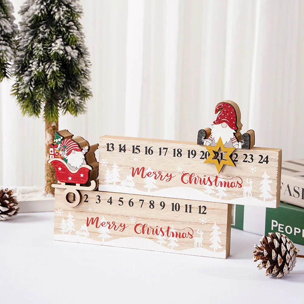 Wooden Santa Advent Countdown Calendar – Reusable Christmas Decor