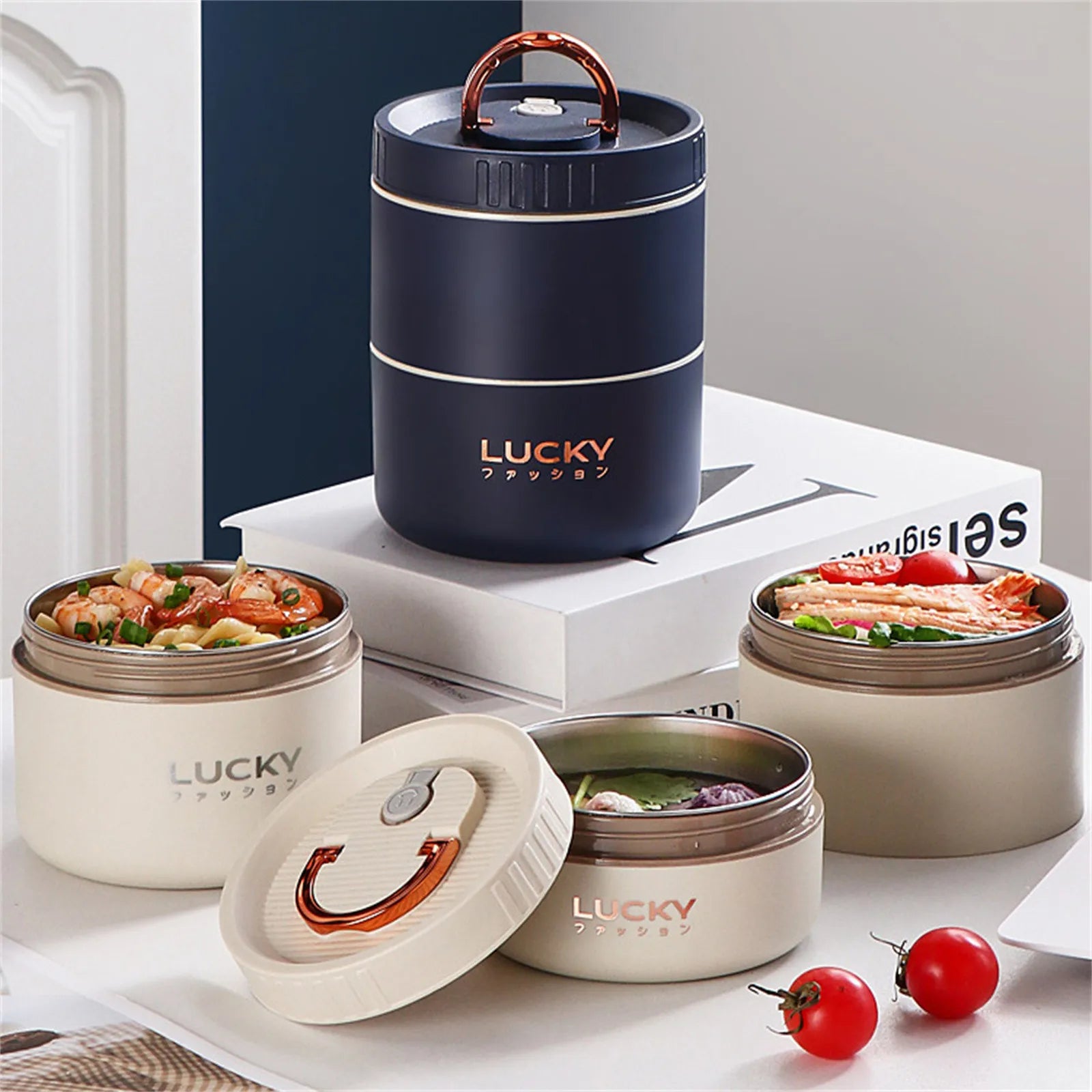 Thermal Lunch Box Bento Box Portable Insulated Lunch Container Stackable Leakproof Stainless Steel Food Container Oasis Select