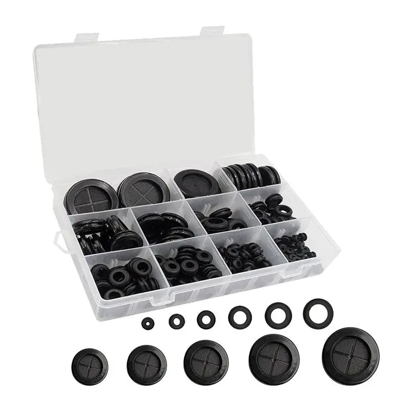 LIKE WISH 200Pcs Rubber Grommet Assortment Kit, 11 Sizes Drill Hole Firewall Hole Plugs Wire Protection Oasis Select Black