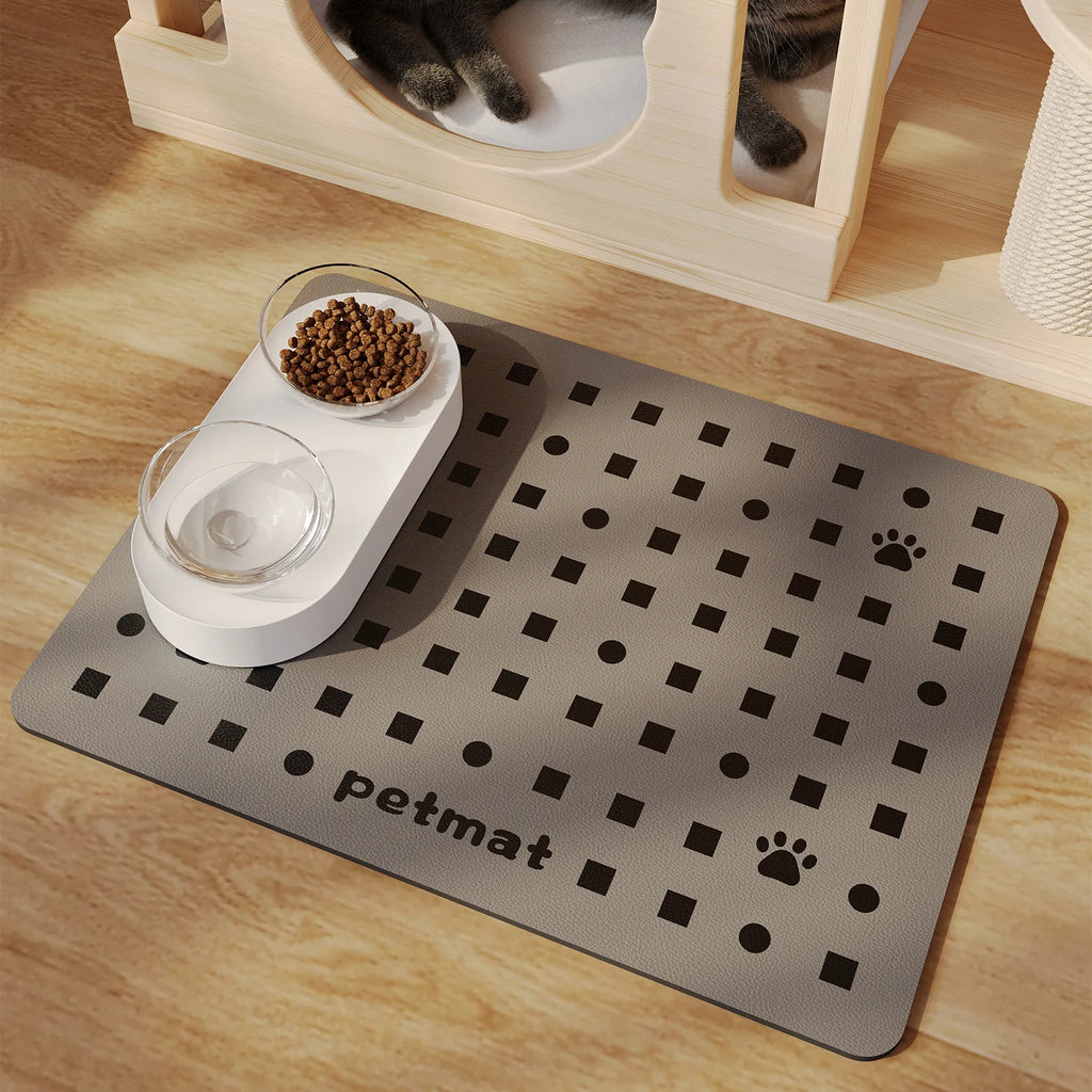 Pet Feeding Floor Mat, Water-absorbing, Cooling and Anti-slip Mat, Cat Mat and Dog Mat, Special Wipe and No-wash Pet Mat Oasis Select Dot dark gray L 50x70