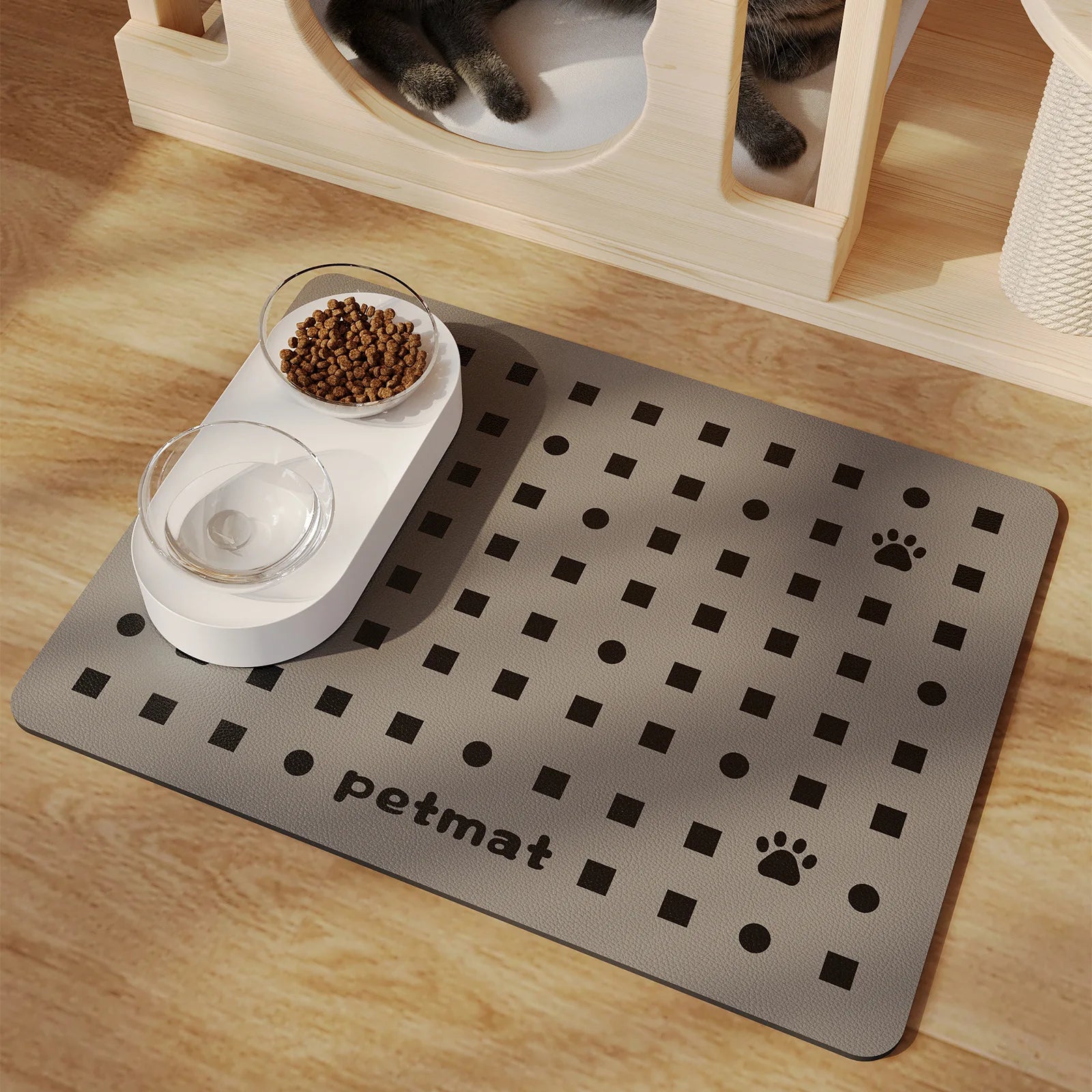 Pet Feeding Floor Mat, Water-absorbing, Cooling and Anti-slip Mat, Cat Mat and Dog Mat, Special Wipe and No-wash Pet Mat Oasis Select Dot dark gray L 50x70