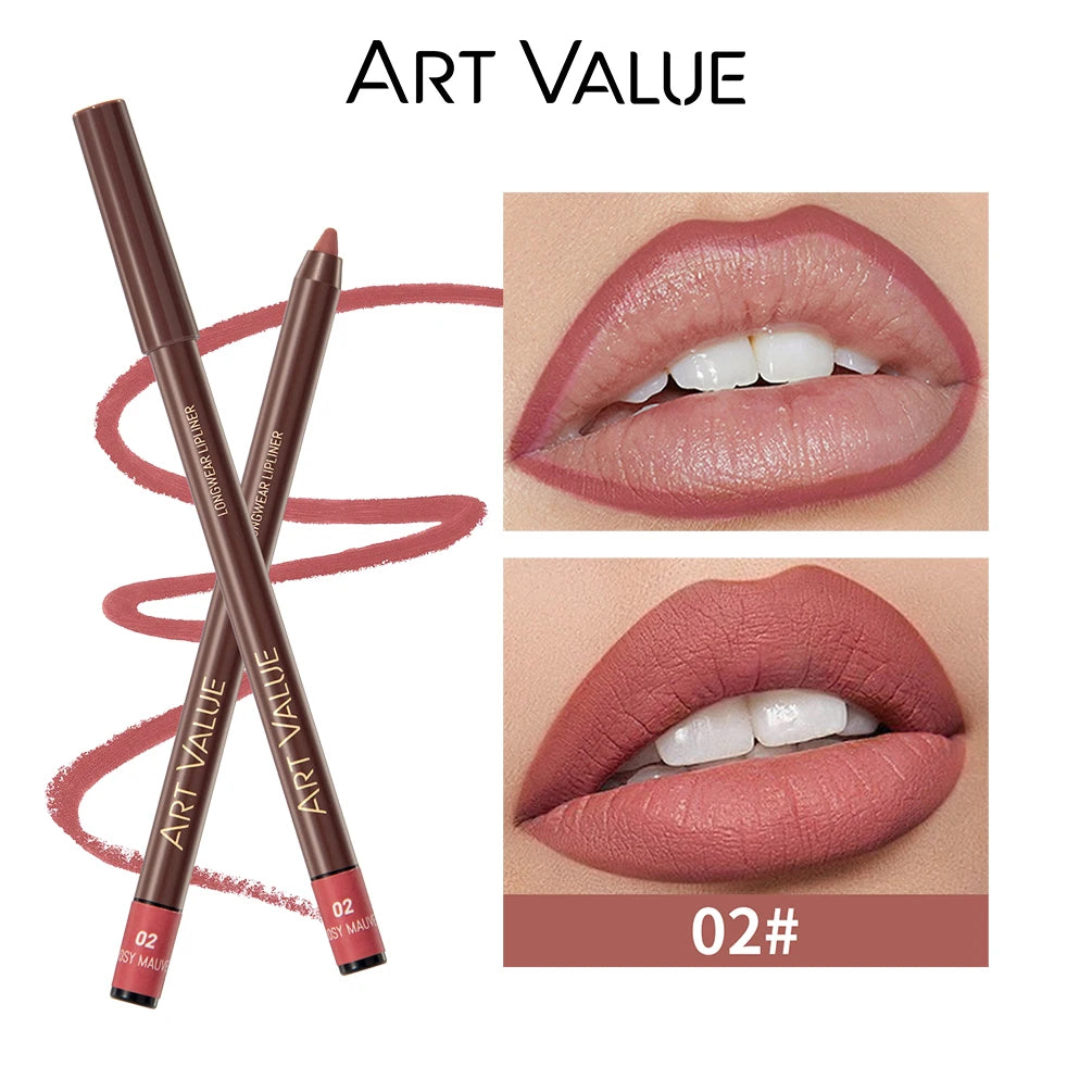 Art Value 12-Color Waterproof Matte Lip Liner Pencil – Long Lasting
