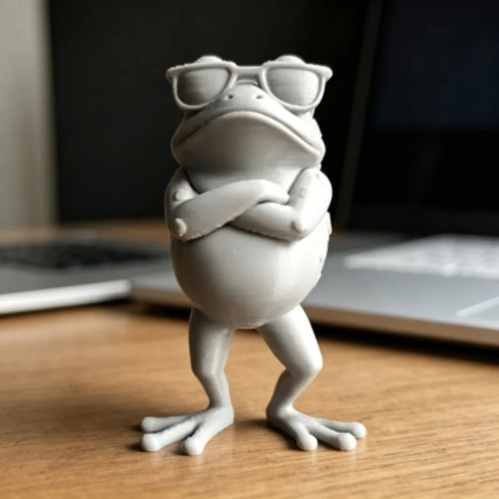 3D Printed Cool Frog Figurine with Sunglasses Funny Animal Statue Desktop Ornament Home Office Decor Creative Gift for Frog Oasis Select Default Title