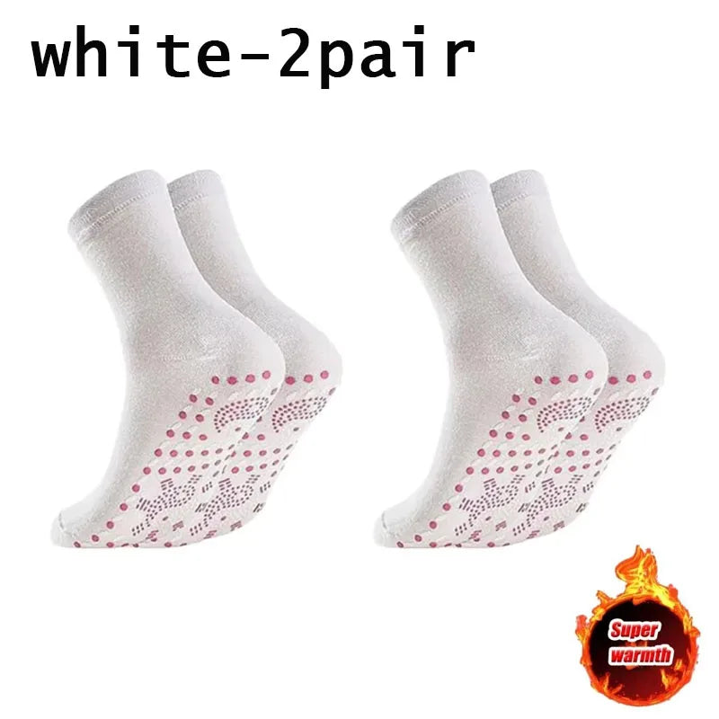 1-10pairs Unisex Self Heated Health Care Warm Socks Tourmaline Magnetic Therapy Foot Sox Relief Pression Sports Thermal Sock Oasis Select 2pair-white One Size