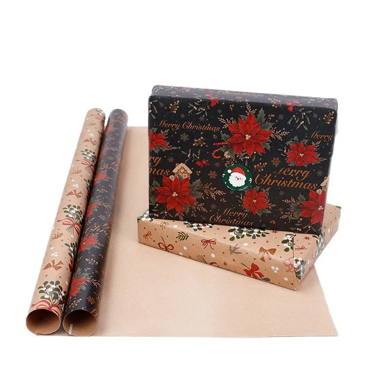 50x70cm Xmas Gift Paper Recyclable Kraft Wrapping Paper Christmas Wrapping Paper Sturdy For Wedding Winter Holiday Christmas Oasis Select