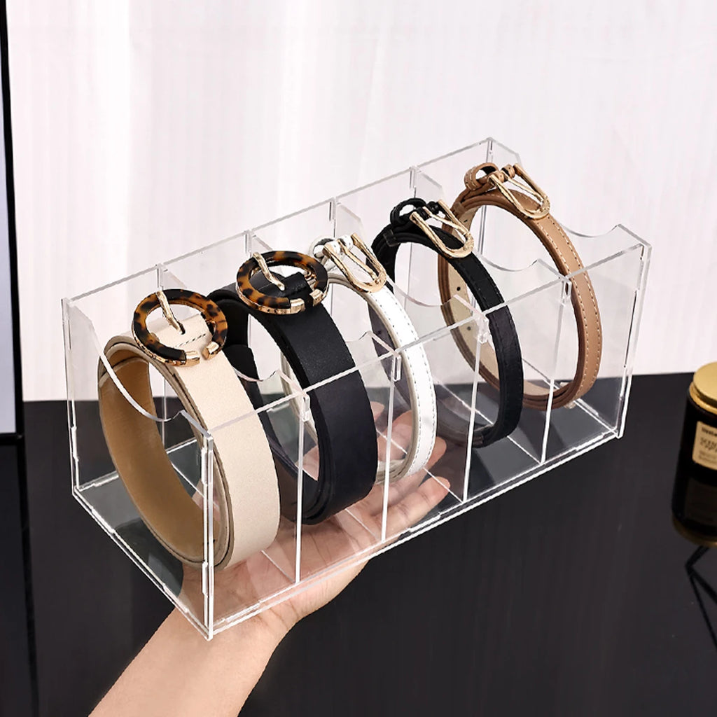 1pc Transparent belt storage box, assembled version, suitable for belts, ties, neckties, wardrobe organizing and storage rack Oasis Select