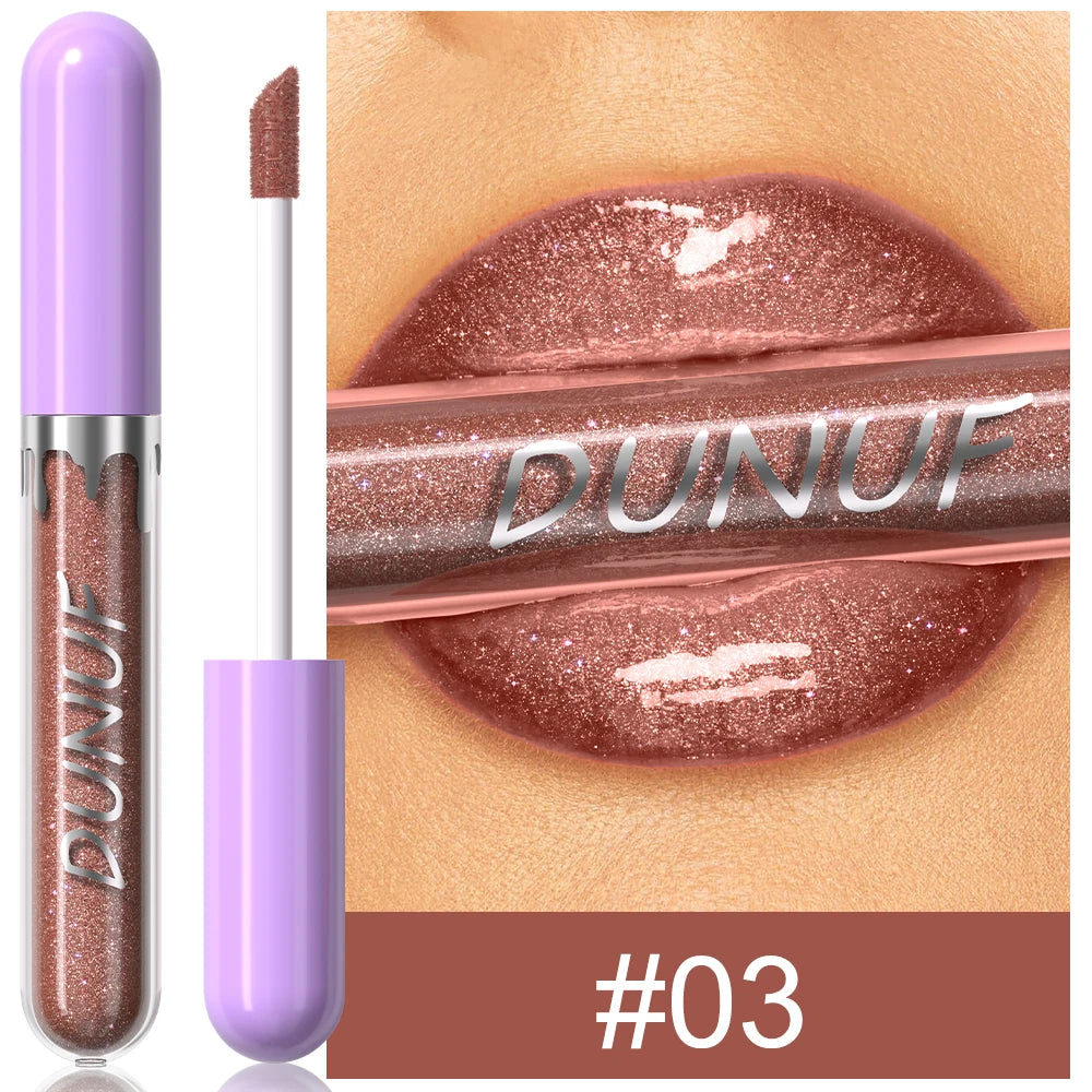 DUNUF Pearl Lip Gloss Moisturizing Lip Gloss Easy Color Lipstick Oasis Select 03