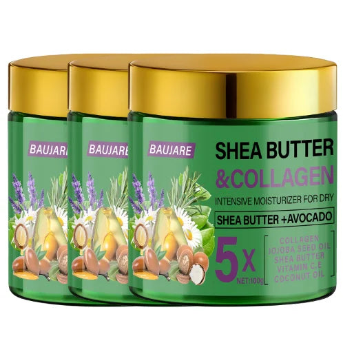 Shea Butter & Collagen Face Cream – Dry Skin Moisturizer Face & Body Cream Oasis Select dark green 100g