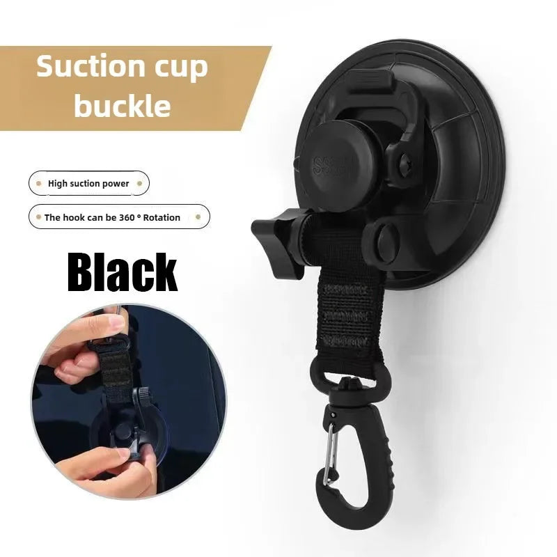 Outdoor Camping Car Tent Suction Cup Buckle Portable Suction Cup Hook Tent Hook Sun Protection Rain Cover Car Window Suction Cup Oasis Select 1pcs-black